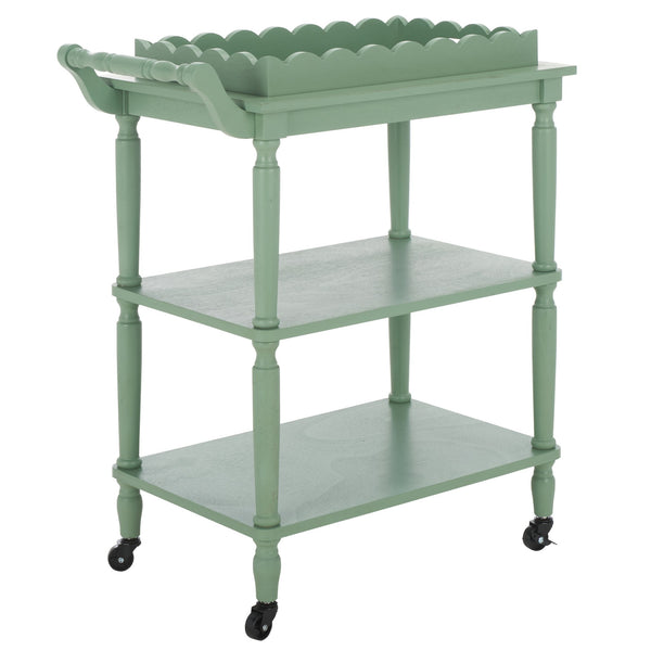 Safavieh Haven Elegant 3 Tier Bar Cart - Versatile Natural Wood Design For Entertaining & Home Decor Sage Green Wood Bct5700c
