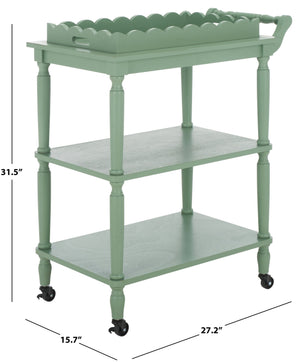 Safavieh Haven Elegant 3 Tier Bar Cart - Versatile Natural Wood Design For Entertaining & Home Decor Sage Green Wood Bct5700c