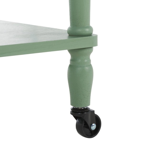 Safavieh Haven Three-Tier Dining Cart - Elegant Wood Serving Trolley For Drinks, Storage, And Entertaining Essentials Sage Green BCT5700C