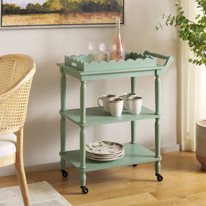 Safavieh Haven Elegant 3 Tier Bar Cart - Versatile Natural Wood Design For Entertaining & Home Decor Sage Green Wood Bct5700c