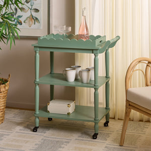 Safavieh Haven Elegant 3 Tier Bar Cart - Versatile Natural Wood Design For Entertaining & Home Decor Sage Green Wood Bct5700c