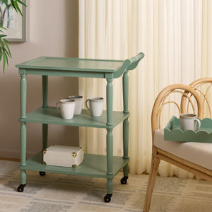 Safavieh Haven Elegant 3 Tier Bar Cart - Versatile Natural Wood Design For Entertaining & Home Decor Sage Green Wood Bct5700c