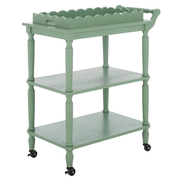 Safavieh Haven Elegant 3 Tier Bar Cart - Versatile Natural Wood Design For Entertaining & Home Decor Sage Green Wood Bct5700c