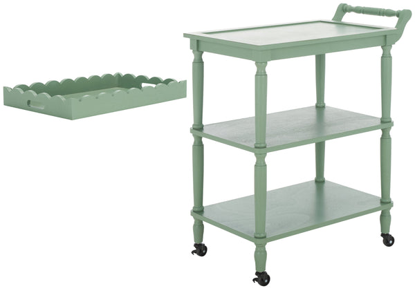 Safavieh Haven Elegant 3 Tier Bar Cart - Versatile Natural Wood Design For Entertaining & Home Decor Sage Green Wood Bct5700c