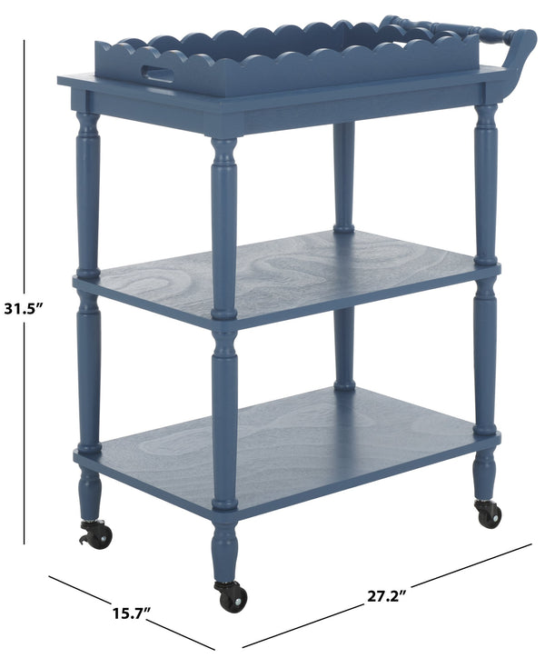 Safavieh Haven Elegant 3 Tier Bar Cart - Versatile Natural Wood Design For Entertaining & Home Decor Blue Wood Bct5700d