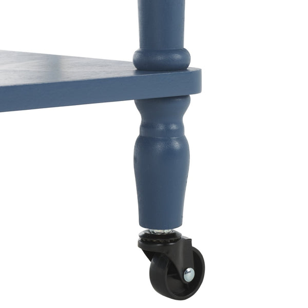 Safavieh Haven Three-Tier Dining Cart - Elegant Wood Serving Trolley For Drinks, Storage, And Entertaining Essentials Blue BCT5700D
