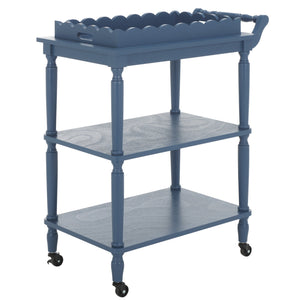 Safavieh Haven Elegant 3 Tier Bar Cart - Versatile Natural Wood Design For Entertaining & Home Decor Blue Wood Bct5700d