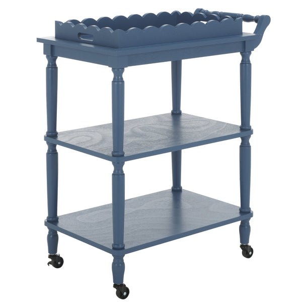 Safavieh Haven Elegant 3 Tier Bar Cart - Versatile Natural Wood Design For Entertaining & Home Decor Blue Wood Bct5700d