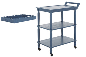 Safavieh Haven Elegant 3 Tier Bar Cart - Versatile Natural Wood Design For Entertaining & Home Decor Blue Wood Bct5700d