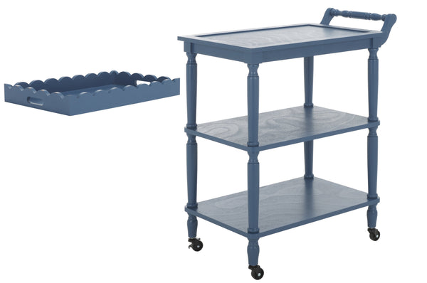 Safavieh Haven Elegant 3 Tier Bar Cart - Versatile Natural Wood Design For Entertaining & Home Decor Blue Wood Bct5700d