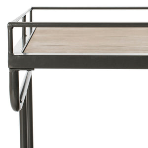 Safavieh Dawson Industrial-Chic Two-Tier Bar Cart With Rolling Mobility For Stylish Entertaining & Storage Oak/Gunmetal BCT6200A