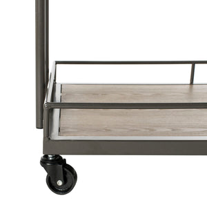Safavieh Dawson Industrial-Chic Two-Tier Bar Cart With Rolling Mobility For Stylish Entertaining & Storage Oak/Gunmetal BCT6200A