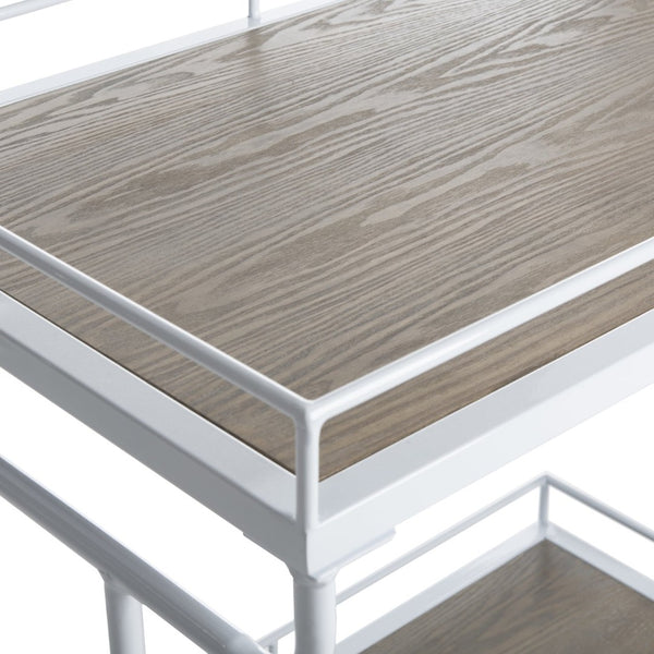 Safavieh Dawson Industrial-Chic Two-Tier Bar Cart With Rolling Mobility For Stylish Entertaining & Storage Oak/White BCT6200B