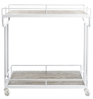Safavieh Dawson Industrial-Chic Two-Tier Bar Cart With Rolling Mobility For Stylish Entertaining & Storage Oak/White BCT6200B