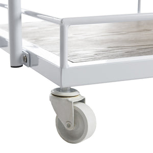 Safavieh Dawson Industrial-Chic Two-Tier Bar Cart With Rolling Mobility For Stylish Entertaining & Storage Oak/White BCT6200B