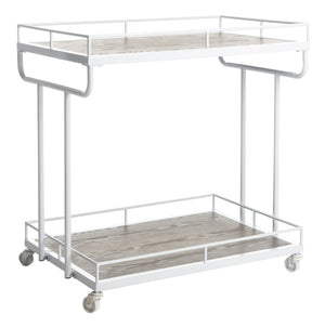 Safavieh Dawson Industrial-Chic Two-Tier Bar Cart With Rolling Mobility For Stylish Entertaining & Storage Oak/White BCT6200B