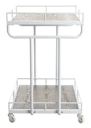 Safavieh Dawson Industrial-Chic Two-Tier Bar Cart With Rolling Mobility For Stylish Entertaining & Storage Oak/White BCT6200B