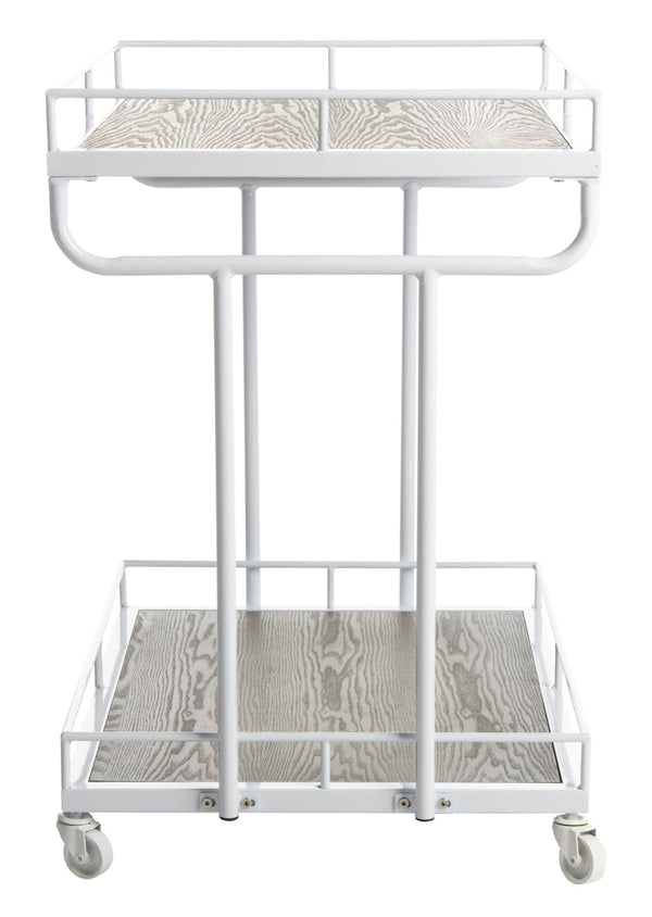 Safavieh Dawson Industrial-Chic Two-Tier Bar Cart With Rolling Mobility For Stylish Entertaining & Storage Oak/White BCT6200B
