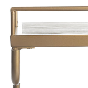 Safavieh Dawson 2-Tier Industrial Chic Bar Cart With Gold Finish, Rustic Oak Shelves & Smooth-Rolling Casters BCT6200C