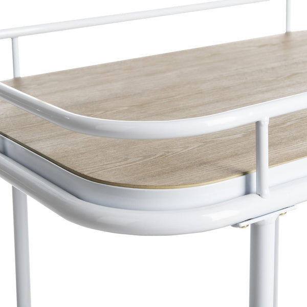 Safavieh Gaia 2-Tier Rectangle Bar Cart - Rustic Oak & White Metal, Stylish Mobility For Drinks & Decor BCT6201A