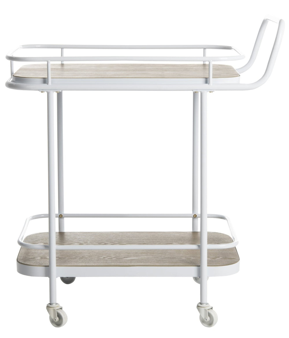 Safavieh Gaia 2-Tier Rectangle Bar Cart - Rustic Oak & White Metal, Stylish Mobility For Drinks & Decor BCT6201A