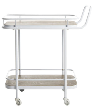 Safavieh Gaia 2-Tier Rectangle Bar Cart - Rustic Oak & White Metal, Stylish Mobility For Drinks & Decor BCT6201A