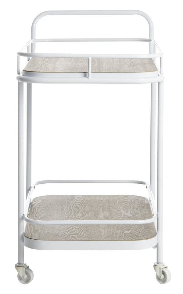Safavieh Gaia 2-Tier Rectangle Bar Cart - Rustic Oak & White Metal, Stylish Mobility For Drinks & Decor BCT6201A