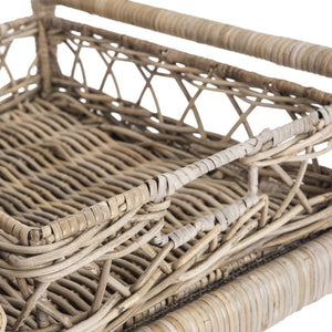 Safavieh Ambrose 2-Tier Rattan Bar Cart With Antique Brass Wheels - Stylish Storage For Entertaining & Decor BCT6500A