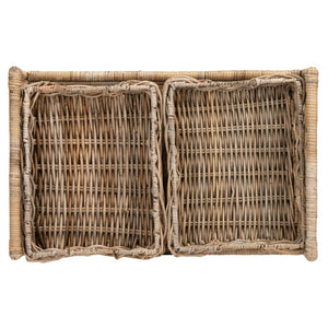 Safavieh Ambrose 2-Tier Rattan Bar Cart With Antique Brass Wheels - Stylish Storage For Entertaining & Decor BCT6500A