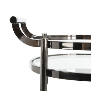 Safavieh Sienna 2-Tier Round Bar Cart - Stylish And Contemporary Serving Solution For Upscale Entertaining Black Nickel/Glass BCT8001A