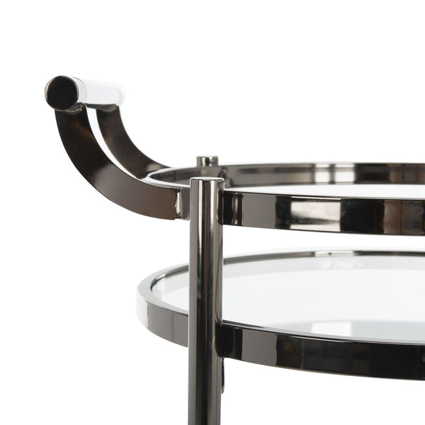 Safavieh Sienna 2-Tier Round Bar Cart - Stylish And Contemporary Serving Solution For Upscale Entertaining Black Nickel/Glass BCT8001A