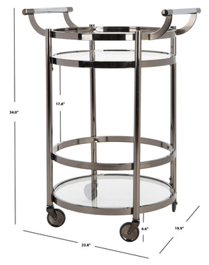 Safavieh Sienna 2-Tier Round Bar Cart - Stylish And Contemporary Serving Solution For Upscale Entertaining Black Nickel/Glass BCT8001A