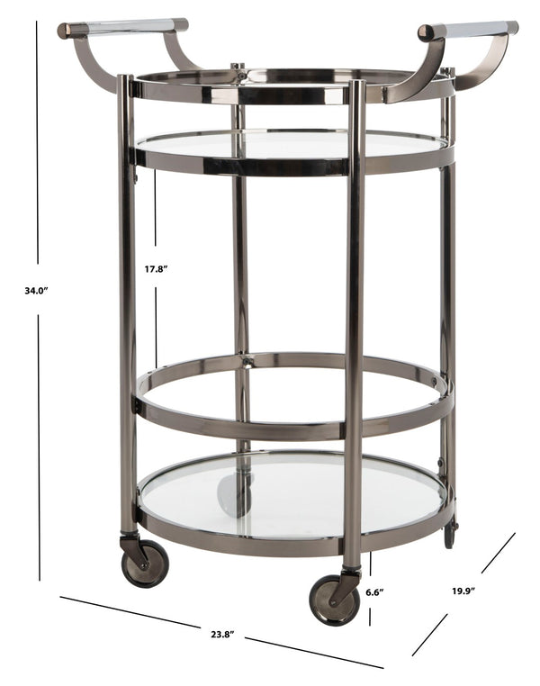 Safavieh Sienna 2-Tier Round Bar Cart - Stylish And Contemporary Serving Solution For Upscale Entertaining Black Nickel/Glass BCT8001A