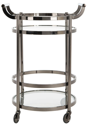 Safavieh Sienna 2-Tier Round Bar Cart - Stylish And Contemporary Serving Solution For Upscale Entertaining Black Nickel/Glass BCT8001A