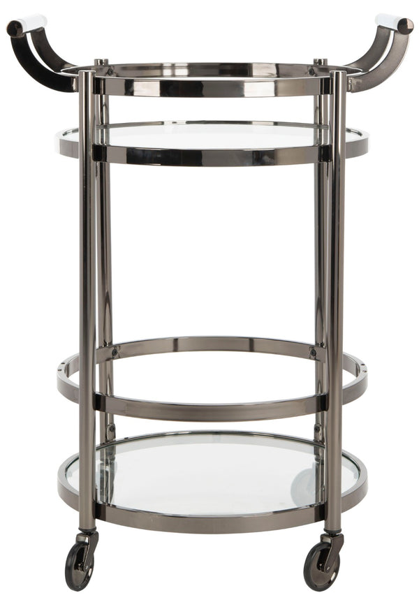 Safavieh Sienna 2-Tier Round Bar Cart - Stylish And Contemporary Serving Solution For Upscale Entertaining Black Nickel/Glass BCT8001A