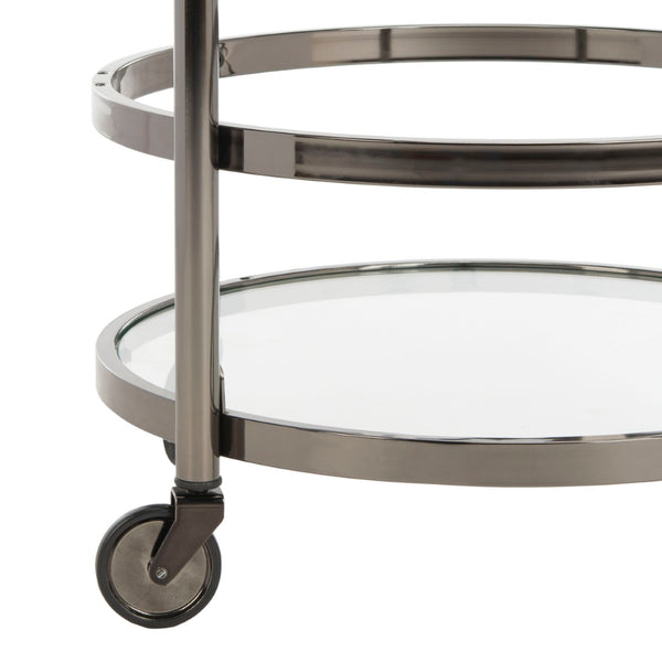 Safavieh Sienna 2-Tier Round Bar Cart - Stylish And Contemporary Serving Solution For Upscale Entertaining Black Nickel/Glass BCT8001A