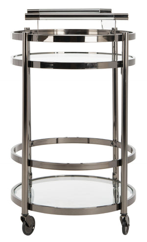 Safavieh Sienna 2-Tier Round Bar Cart - Stylish And Contemporary Serving Solution For Upscale Entertaining Black Nickel/Glass BCT8001A