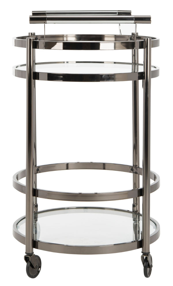 Safavieh Sienna 2-Tier Round Bar Cart - Stylish And Contemporary Serving Solution For Upscale Entertaining Black Nickel/Glass BCT8001A