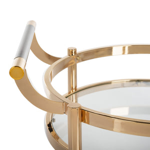Safavieh Sienna 2-Tier Round Bar Cart - Stylish And Contemporary Serving Solution For Upscale Entertaining Gold/Glass BCT8001B