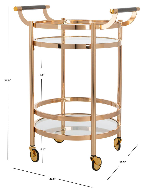 Safavieh Sienna 2-Tier Round Bar Cart - Stylish And Contemporary Serving Solution For Upscale Entertaining Gold/Glass BCT8001B