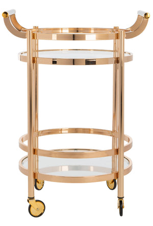 Safavieh Sienna 2-Tier Round Bar Cart - Stylish And Contemporary Serving Solution For Upscale Entertaining Gold/Glass BCT8001B