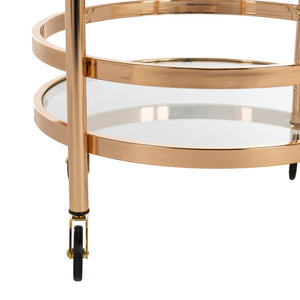 Safavieh Sienna 2-Tier Round Bar Cart - Stylish And Contemporary Serving Solution For Upscale Entertaining Gold/Glass BCT8001B