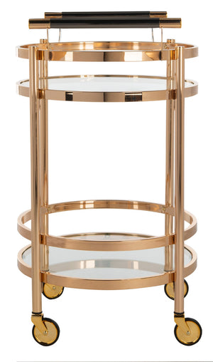 Safavieh Sienna 2-Tier Round Bar Cart - Stylish And Contemporary Serving Solution For Upscale Entertaining Gold/Glass BCT8001B