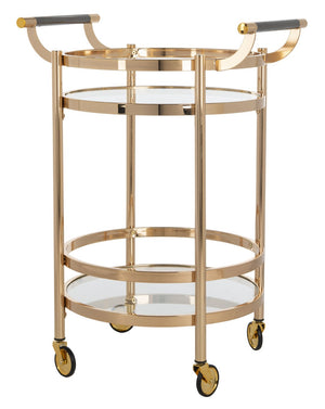 Safavieh Sienna 2-Tier Round Bar Cart - Stylish And Contemporary Serving Solution For Upscale Entertaining Gold/Glass BCT8001B