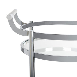 Safavieh Sienna 2-Tier Round Bar Cart - Stylish And Contemporary Serving Solution For Upscale Entertaining Chrome/Glass BCT8001C