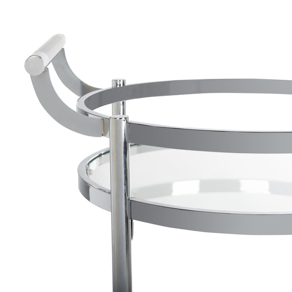 Safavieh Sienna 2-Tier Round Bar Cart - Stylish And Contemporary Serving Solution For Upscale Entertaining Chrome/Glass BCT8001C