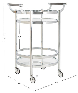 Safavieh Sienna 2-Tier Round Bar Cart - Stylish And Contemporary Serving Solution For Upscale Entertaining Chrome/Glass BCT8001C