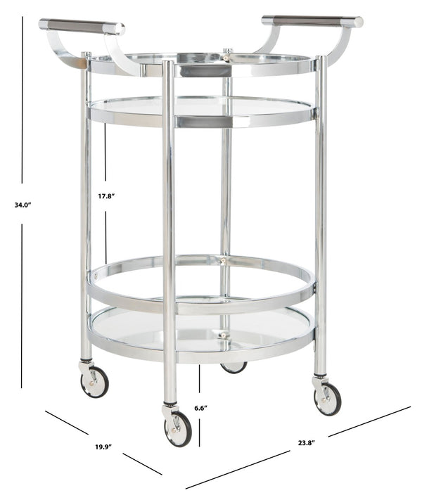 Safavieh Sienna 2-Tier Round Bar Cart - Stylish And Contemporary Serving Solution For Upscale Entertaining Chrome/Glass BCT8001C