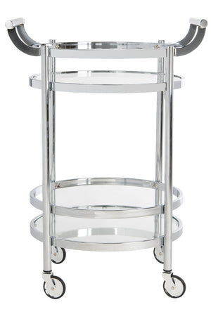 Safavieh Sienna 2-Tier Round Bar Cart - Stylish And Contemporary Serving Solution For Upscale Entertaining Chrome/Glass BCT8001C