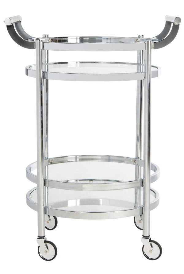 Safavieh Sienna 2-Tier Round Bar Cart - Stylish And Contemporary Serving Solution For Upscale Entertaining Chrome/Glass BCT8001C